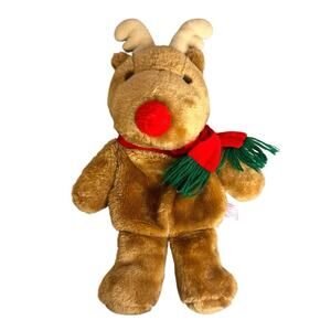 Fairview Reindeer Scarf 3D Plush Christmas Stocking Pouch Vintage 80s